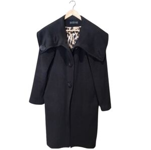 Dana Buchman Women's Angora Wool Overcoat Jacket Brown Leopard Size 12